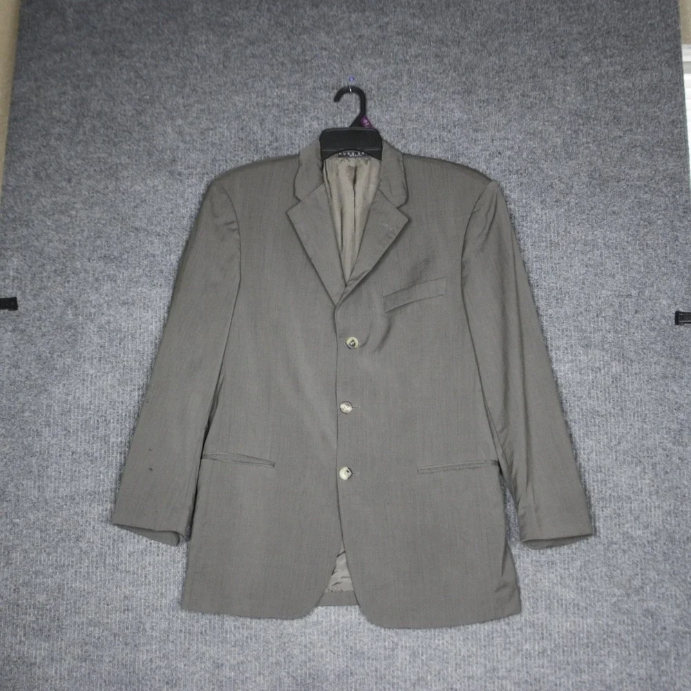 Hugo Boss Blazer Mens 40R Gray‎ Super 100 Wool Single Breasted Flawed